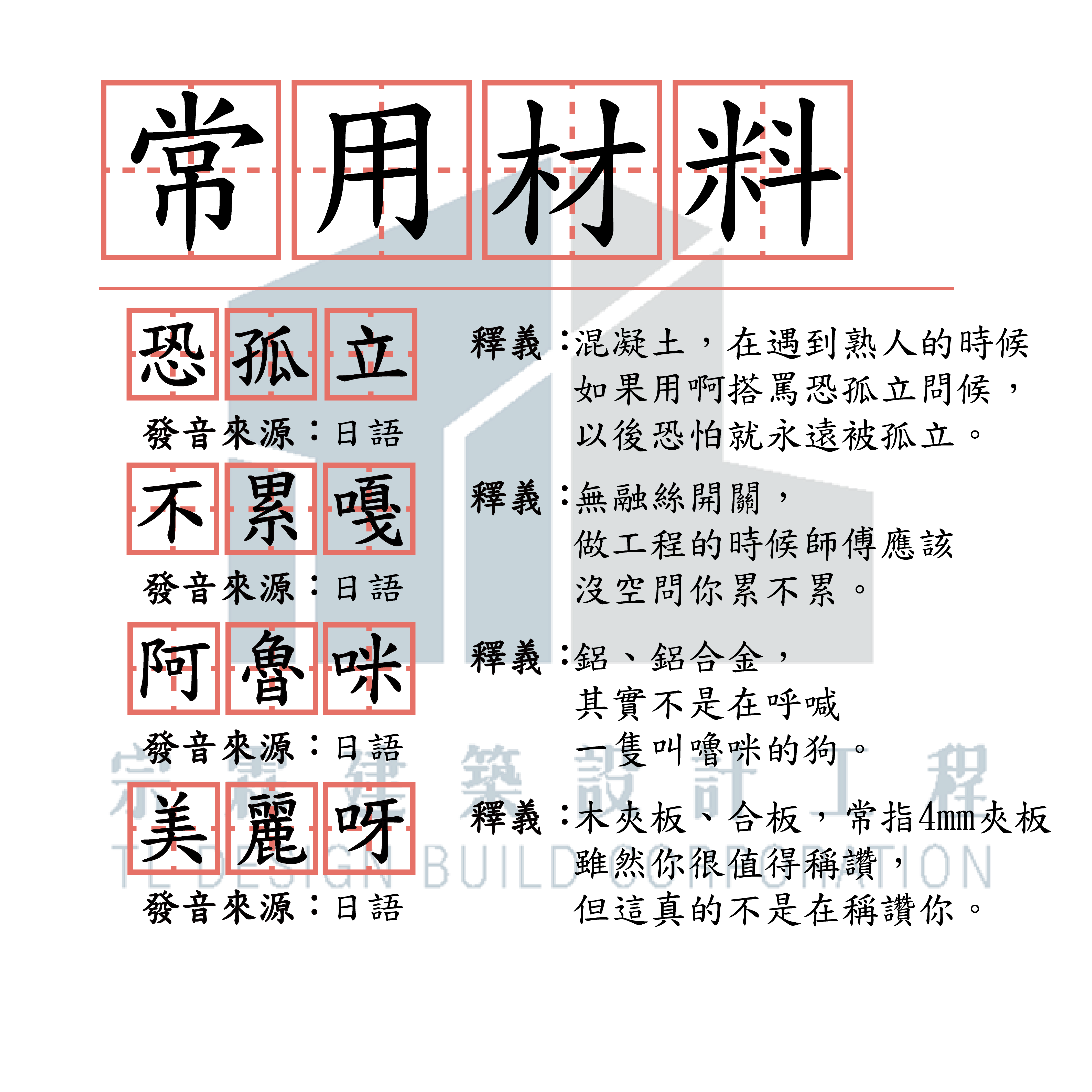 宗霖建築設計工程 宗霖建築設計 宗霖設計 宗霖 TL Design Build Corporation 高雄室內設計 精選文章 小學堂 工地術語