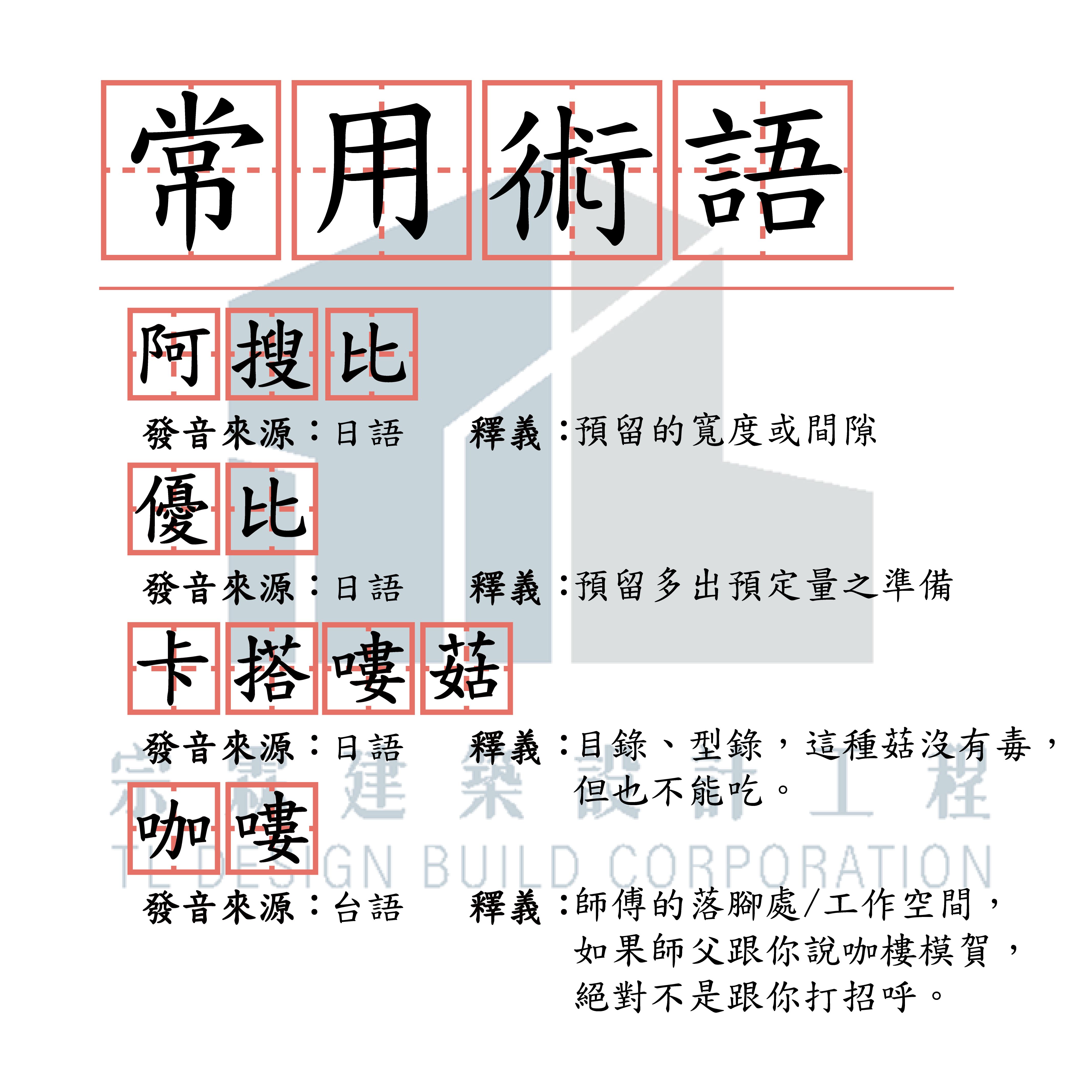 宗霖建築設計工程 宗霖建築設計 宗霖設計 宗霖 TL Design Build Corporation 高雄室內設計 精選文章 小學堂 工地術語